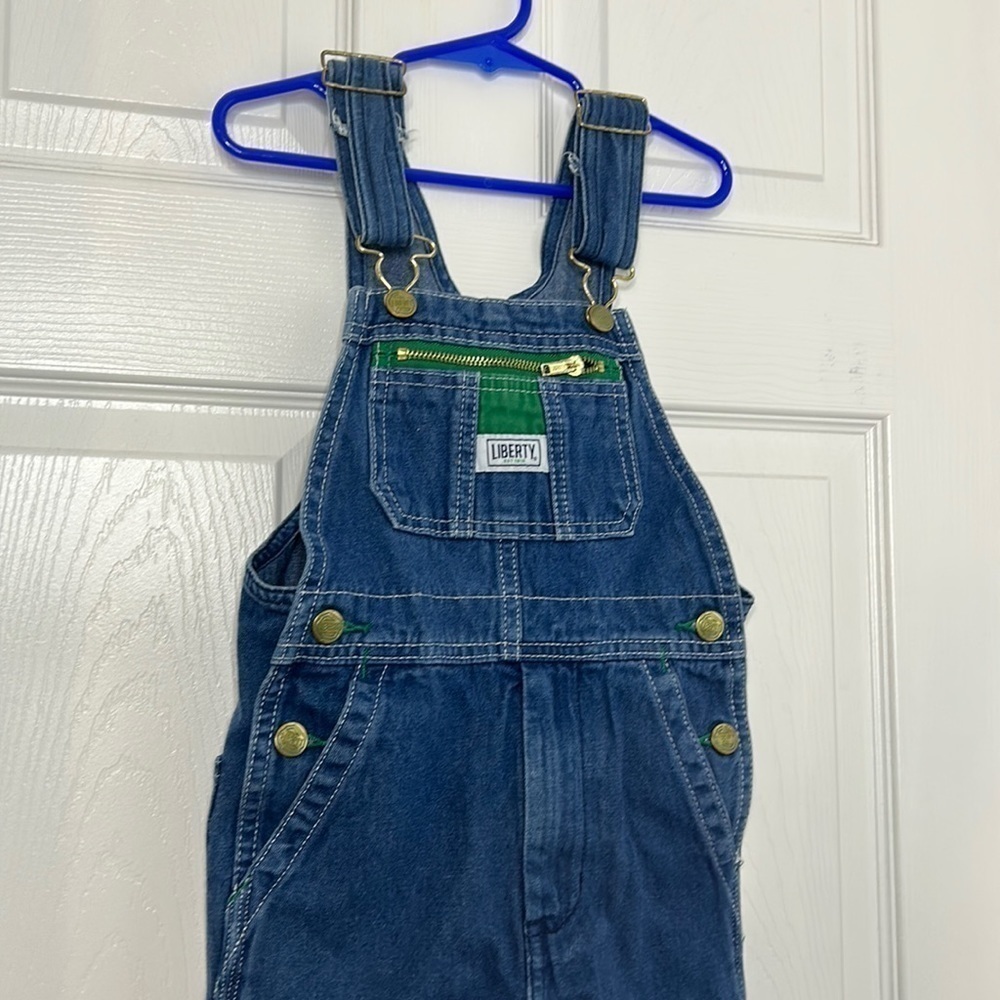 liberty Denim Blue Overalls with Green Accent